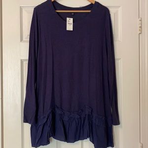 NWT Lane Bryant Navy Light Sweater with ruffles